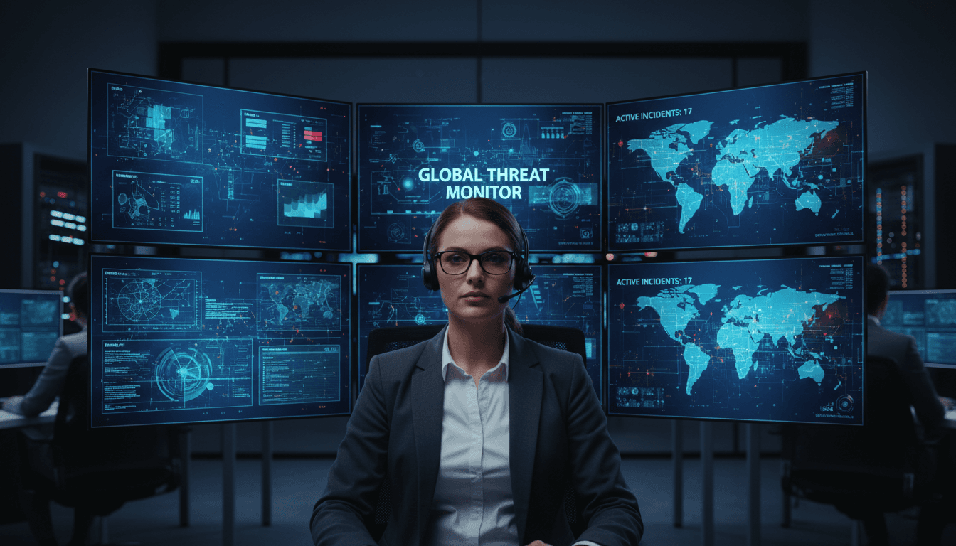 Cybersecurity expert monitoring digital security systems