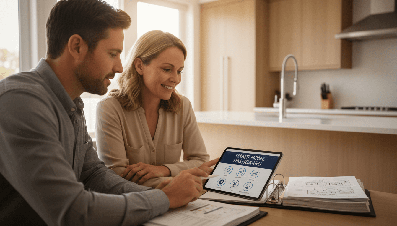 Security consultant having a conversation with a homeowner at a kitchen table